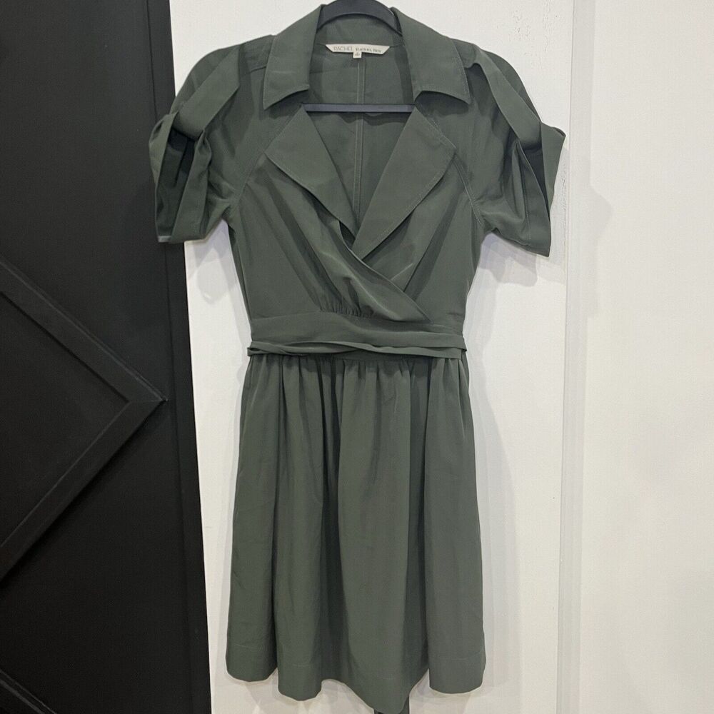 Rachel Roy Green Tie Back Collared Wrap Dress Size 4